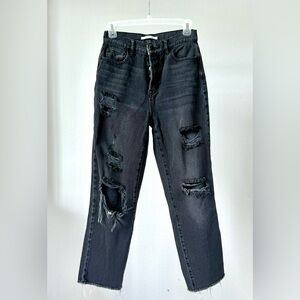Women PacSun black high rise straight jeans, size 25